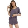 image:imageWiWi Soft Viscose from Bamboo Pajamas for Women Summer Short Sleeve Top with Shorts Pajama Set Pjs SXXLPurplish Grey