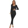 image:imageWiWi Thermal Underwear Set for Women Long Johns Sets Soft Base Layer Pajama Thermals Warm Top amp Bottom SXXLBlack