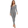 image:imageWiWi Thermal Underwear Set for Women Long Johns Sets Soft Base Layer Pajama Thermals Warm Top amp Bottom SXXLGrey