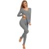 image:imageWiWi Thermal Underwear Set for Women Long Johns Sets Soft Base Layer Pajama Thermals Warm Top amp Bottom SXXLGrey