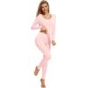 image:imageWiWi Thermal Underwear Set for Women Long Johns Sets Soft Base Layer Pajama Thermals Warm Top amp Bottom SXXLPink