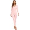 image:imageWiWi Thermal Underwear Set for Women Long Johns Sets Soft Base Layer Pajama Thermals Warm Top amp Bottom SXXLPink