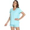 image:imageWiWi Viscose from Bamboo Pajamas for Women Loose Comfy Two Pieces Pj Set Top and Shorts Loungewear SXXLAqua