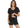 image:imageWiWi Viscose from Bamboo Pajamas for Women Loose Comfy Two Pieces Pj Set Top and Shorts Loungewear SXXLBlack