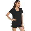 image:imageWiWi Viscose from Bamboo Pajamas for Women Loose Comfy Two Pieces Pj Set Top and Shorts Loungewear SXXLBlack