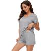 image:imageWiWi Viscose from Bamboo Pajamas for Women Loose Comfy Two Pieces Pj Set Top and Shorts Loungewear SXXLHeather Grey