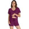 image:imageWiWi Viscose from Bamboo Pajamas for Women Loose Comfy Two Pieces Pj Set Top and Shorts Loungewear SXXLMulberry
