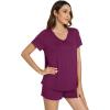 image:imageWiWi Viscose from Bamboo Pajamas for Women Loose Comfy Two Pieces Pj Set Top and Shorts Loungewear SXXLMulberry