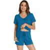 image:imageWiWi Viscose from Bamboo Pajamas for Women Loose Comfy Two Pieces Pj Set Top and Shorts Loungewear SXXLTeal Blue