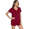 image:imageWiWi Viscose from Bamboo Pajamas for Women Loose Comfy Two Pieces Pj Set Top and Shorts Loungewear SXXLWine Red