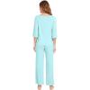 image:imageWiWi Viscose from Bamboo Womens Cute Pajamas Set 34 Sleeve and Crewneck Sets with Drawstring SXXLAqua