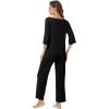 image:imageWiWi Viscose from Bamboo Womens Cute Pajamas Set 34 Sleeve and Crewneck Sets with Drawstring SXXLBlack