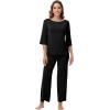 image:imageWiWi Viscose from Bamboo Womens Cute Pajamas Set 34 Sleeve and Crewneck Sets with Drawstring SXXLBlack