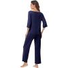 image:imageWiWi Viscose from Bamboo Womens Cute Pajamas Set 34 Sleeve and Crewneck Sets with Drawstring SXXLNavy