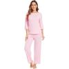 image:imageWiWi Viscose from Bamboo Womens Cute Pajamas Set 34 Sleeve and Crewneck Sets with Drawstring SXXLPink