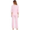image:imageWiWi Viscose from Bamboo Womens Cute Pajamas Set 34 Sleeve and Crewneck Sets with Drawstring SXXLPink