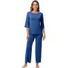 image:imageWiWi Viscose from Bamboo Womens Cute Pajamas Set 34 Sleeve and Crewneck Sets with Drawstring SXXLPrussian Blue