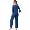 image:imageWiWi Viscose from Bamboo Womens Cute Pajamas Set 34 Sleeve and Crewneck Sets with Drawstring SXXLPrussian Blue
