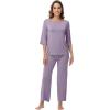 image:imageWiWi Viscose from Bamboo Womens Cute Pajamas Set 34 Sleeve and Crewneck Sets with Drawstring SXXLViolet