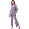 image:imageWiWi Viscose from Bamboo Womens Cute Pajamas Set 34 Sleeve and Crewneck Sets with Drawstring SXXLViolet