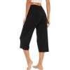 image:imageWiWi Womens Bamboo Viscose Super Soft Capri Wide Leg Yoga Pants Capris Sweatpants Lounge Bottoms with Pockets SXXLBlack