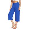 image:imageWiWi Womens Bamboo Viscose Super Soft Capri Wide Leg Yoga Pants Capris Sweatpants Lounge Bottoms with Pockets SXXLBright Blue