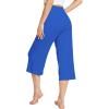 image:imageWiWi Womens Bamboo Viscose Super Soft Capri Wide Leg Yoga Pants Capris Sweatpants Lounge Bottoms with Pockets SXXLBright Blue