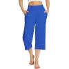 image:imageWiWi Womens Bamboo Viscose Super Soft Capri Wide Leg Yoga Pants Capris Sweatpants Lounge Bottoms with Pockets SXXLBright Blue