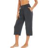 image:imageWiWi Womens Bamboo Viscose Super Soft Capri Wide Leg Yoga Pants Capris Sweatpants Lounge Bottoms with Pockets SXXLCharcoal
