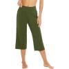 image:imageWiWi Womens Bamboo Viscose Super Soft Capri Wide Leg Yoga Pants Capris Sweatpants Lounge Bottoms with Pockets SXXLDark Army Green