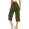 image:imageWiWi Womens Bamboo Viscose Super Soft Capri Wide Leg Yoga Pants Capris Sweatpants Lounge Bottoms with Pockets SXXLDark Army Green