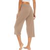image:imageWiWi Womens Bamboo Viscose Super Soft Capri Wide Leg Yoga Pants Capris Sweatpants Lounge Bottoms with Pockets SXXLKhaki