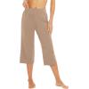 image:imageWiWi Womens Bamboo Viscose Super Soft Capri Wide Leg Yoga Pants Capris Sweatpants Lounge Bottoms with Pockets SXXLKhaki