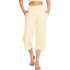 image:imageWiWi Womens Bamboo Viscose Super Soft Capri Wide Leg Yoga Pants Capris Sweatpants Lounge Bottoms with Pockets SXXLLight Beige