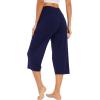 image:imageWiWi Womens Bamboo Viscose Super Soft Capri Wide Leg Yoga Pants Capris Sweatpants Lounge Bottoms with Pockets SXXLNavy