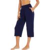 image:imageWiWi Womens Bamboo Viscose Super Soft Capri Wide Leg Yoga Pants Capris Sweatpants Lounge Bottoms with Pockets SXXLNavy