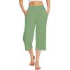 image:imageWiWi Womens Bamboo Viscose Super Soft Capri Wide Leg Yoga Pants Capris Sweatpants Lounge Bottoms with Pockets SXXLPea Green
