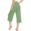 image:imageWiWi Womens Bamboo Viscose Super Soft Capri Wide Leg Yoga Pants Capris Sweatpants Lounge Bottoms with Pockets SXXLPea Green