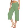 image:imageWiWi Womens Bamboo Viscose Super Soft Capri Wide Leg Yoga Pants Capris Sweatpants Lounge Bottoms with Pockets SXXLPea Green