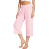 image:imageWiWi Womens Bamboo Viscose Super Soft Capri Wide Leg Yoga Pants Capris Sweatpants Lounge Bottoms with Pockets SXXLPink