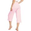 image:imageWiWi Womens Bamboo Viscose Super Soft Capri Wide Leg Yoga Pants Capris Sweatpants Lounge Bottoms with Pockets SXXLPink
