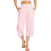 image:imageWiWi Womens Bamboo Viscose Super Soft Capri Wide Leg Yoga Pants Capris Sweatpants Lounge Bottoms with Pockets SXXLPink