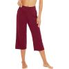image:imageWiWi Womens Bamboo Viscose Super Soft Capri Wide Leg Yoga Pants Capris Sweatpants Lounge Bottoms with Pockets SXXLWine