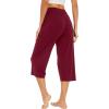 image:imageWiWi Womens Bamboo Viscose Super Soft Capri Wide Leg Yoga Pants Capris Sweatpants Lounge Bottoms with Pockets SXXLWine
