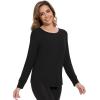 image:imageWiWi Womens Long Raglan Sleeve Tops Casual Viscose from Bamboo Loungewear Crew Neck Tunic Tops Soft Women Shirt SXXLAblack