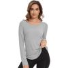 image:imageWiWi Womens Long Raglan Sleeve Tops Casual Viscose from Bamboo Loungewear Crew Neck Tunic Tops Soft Women Shirt SXXLAheather Grey