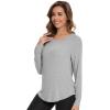 image:imageWiWi Womens Long Raglan Sleeve Tops Casual Viscose from Bamboo Loungewear Crew Neck Tunic Tops Soft Women Shirt SXXLAheather Grey
