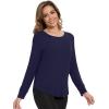image:imageWiWi Womens Long Raglan Sleeve Tops Casual Viscose from Bamboo Loungewear Crew Neck Tunic Tops Soft Women Shirt SXXLAnavy Blue
