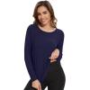 image:imageWiWi Womens Long Raglan Sleeve Tops Casual Viscose from Bamboo Loungewear Crew Neck Tunic Tops Soft Women Shirt SXXLAnavy Blue