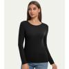 image:imageWiWi Womens Long Raglan Sleeve Tops Casual Viscose from Bamboo Loungewear Crew Neck Tunic Tops Soft Women Shirt SXXLBblack